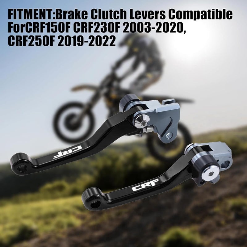 Adsspro CNC Aluminum Foldable Brake Clutch Lever Handle Handlebar Grips Set Fit for CRF150F CRF230F CRF230 CRF150 F CRF 150F 230F 150 230 F 2003-2019 Dirt Pit Bike 7/8" 22mm (Black) - Image 2
